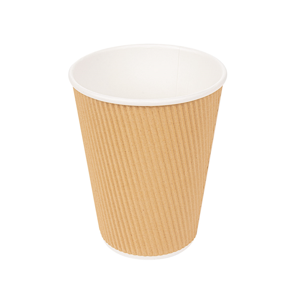 Bicchiere Cartoncino Doppia Parete Corrugata Avana 360 ml (12 Oz) – 25 pz