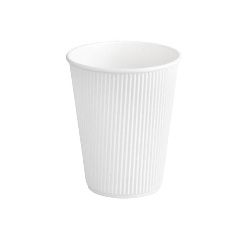 Bicchiere Cartoncino Doppia Parete Corrugata Bianco 360 ml (12 Oz) – 25 pz