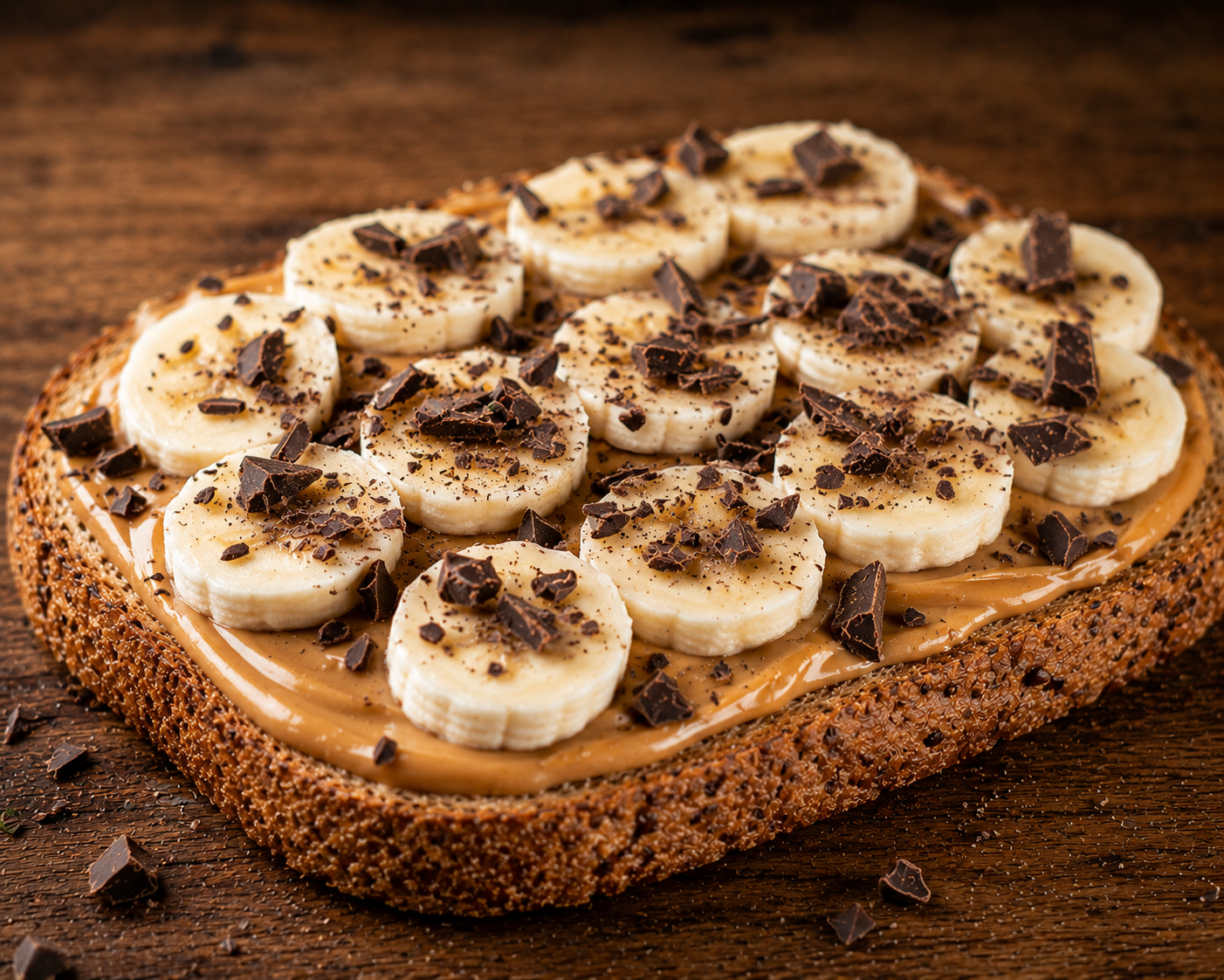 CROSTONE CON BURRO D'ARACHIDI, BANANA, CIOCCOLATO FONDENTE