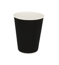 Bicchiere Cartoncino Doppia Parete Corrugata Nero 360 ml (12 Oz) – 25 pz