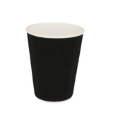Bicchiere Cartoncino Doppia Parete Corrugata Nero 360 ml (12 Oz) – 25 pz