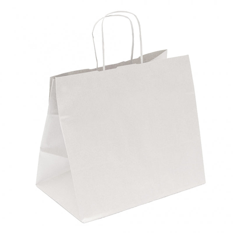 Buste Carta Bianco con manico cordino 32+21×28,5 cm – 250 pz